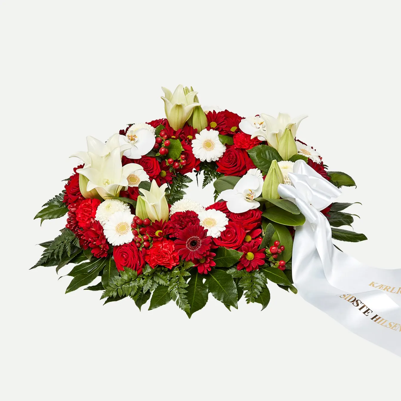 Klasyczny wieniec pogrzebowy z wstążką