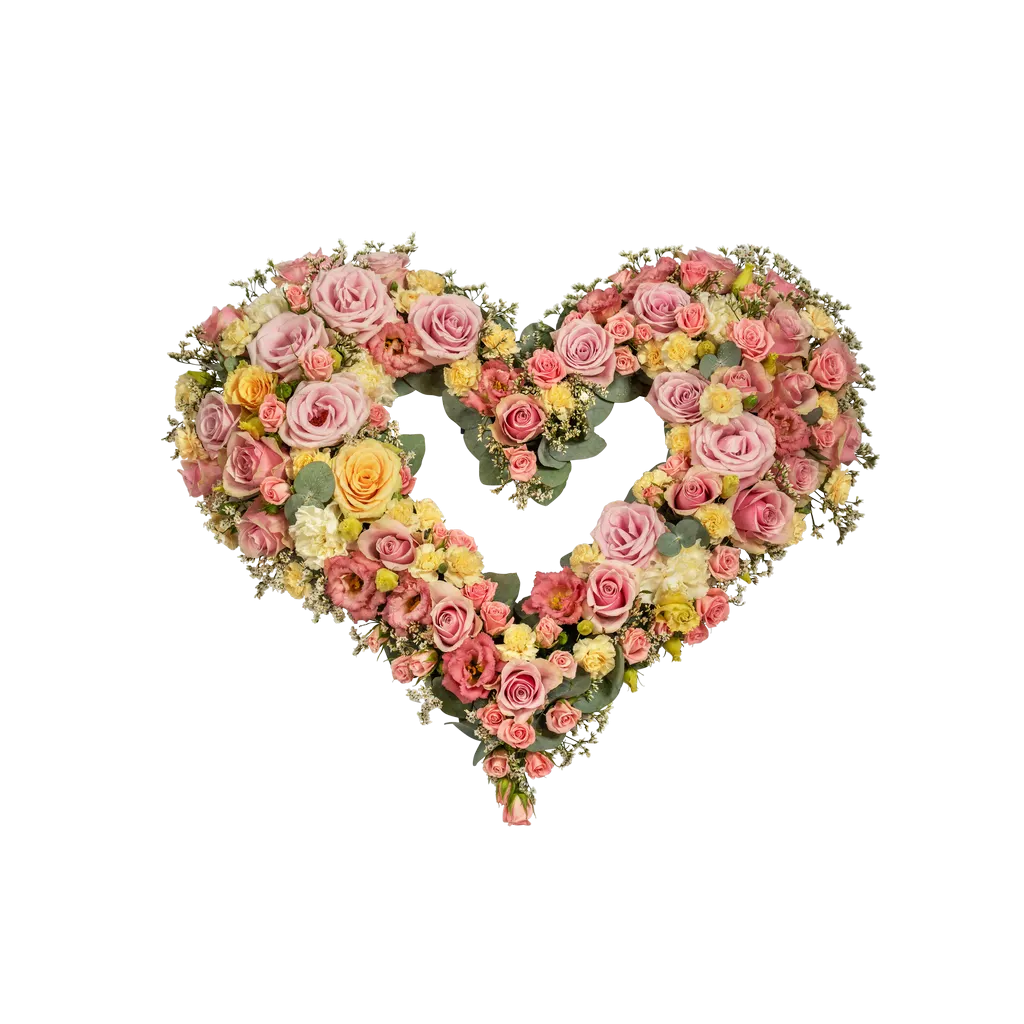 Funeral Heart Pastels w ribbon 248034