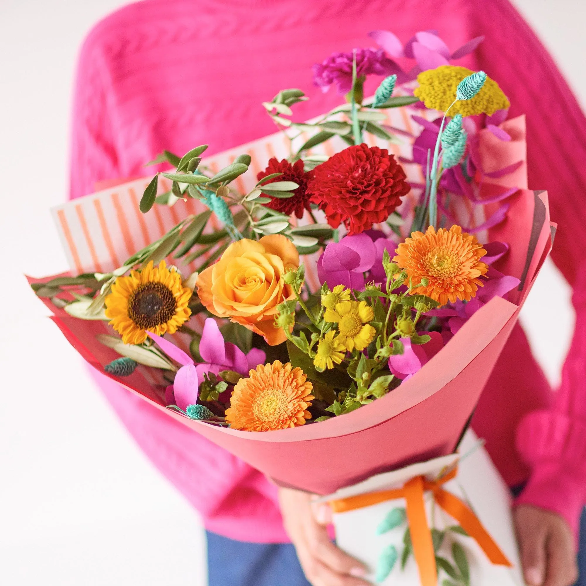 Glowing Colour Trending Bouquet Without Lilies.