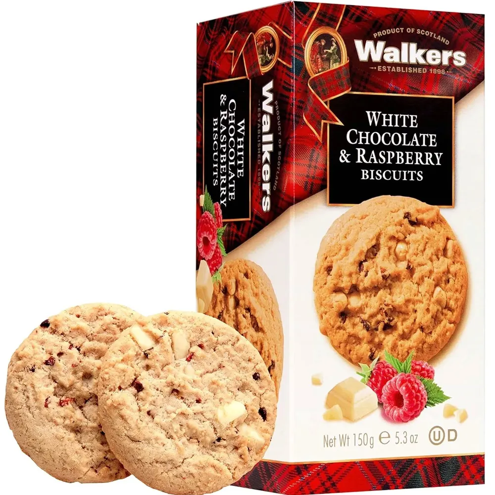Walkers Ciastka z białą czekoladą i maliną (150g)