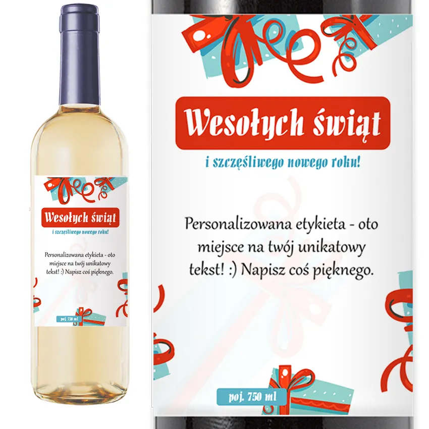 Wino personalizowane - Wesołych Świąt